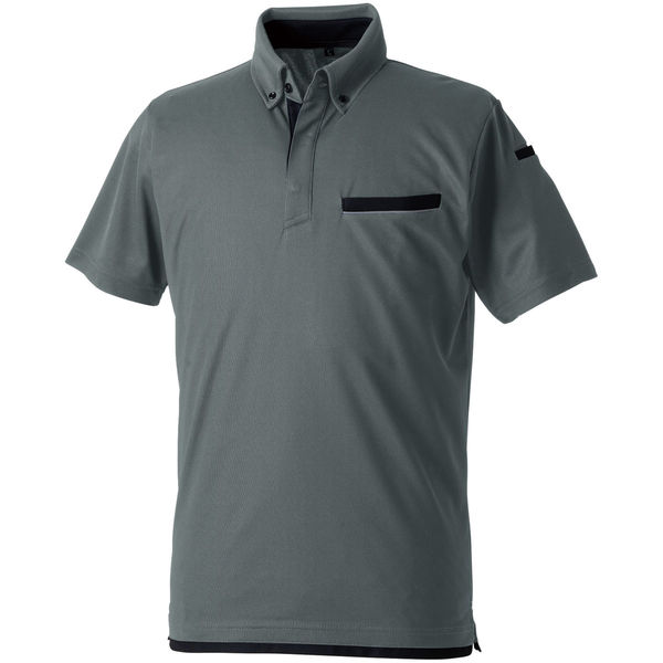 【美品】UNITED ARROWS & SONS 半袖ポロシャツ　グレー　XL MEN サッカーセミジャガード 半袖シャツ ダークマリン