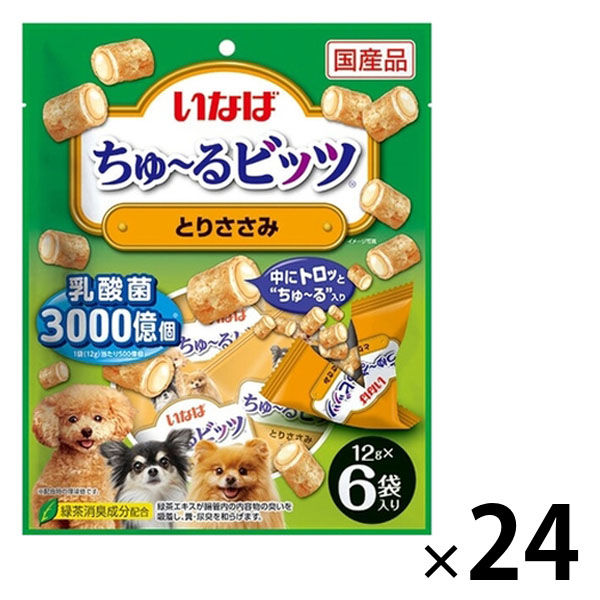 いなば ちゅ～るビッツ とりささみ（12g×6袋）国産 24袋 ちゅーる 犬用 おやつ - アスクル