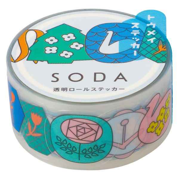 キングジム 透明マスキングテープ SODA（ソーダ）ピンバッジ 幅20mm CMTS20-005 1個