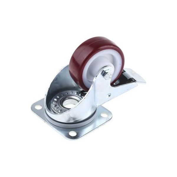 スイベルキャスター タイヤ材 ポリアミド， 取付けプレートサイズ 105 x 85mm 3477UAR080P62 red 1個（直送品）