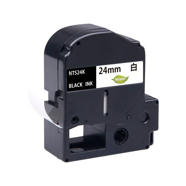 NinestAO 白地ラベル 24mm 黒文字 8m NTS24K(x1) 1個 64-9604-57（直送品）