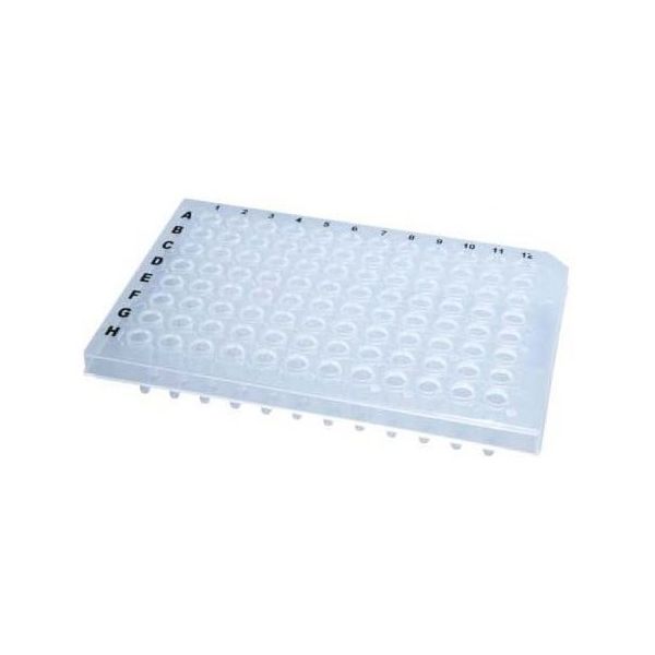 PCRプレート 96well ハーフスカート 0.2ml ナチュラル 1セット(10枚×5個入) PCR-96-PE2 1セット(50枚)（直送品）