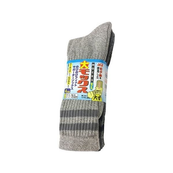 小野商事 大モックス 先丸ソックス 4足組 AG280L 1組(4足) 65-0304-93（直送品）