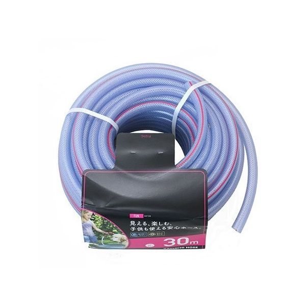 カクイチ 散水用ホース FUN クリアー+ピンクライン 内径15mm 30M F121C 892584 1巻 64-3672-45（直送品）