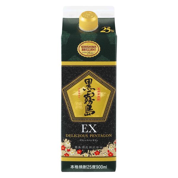 霧島酒造 黒霧島EX 25度 900ml パック 1本 芋焼酎 - アスクル