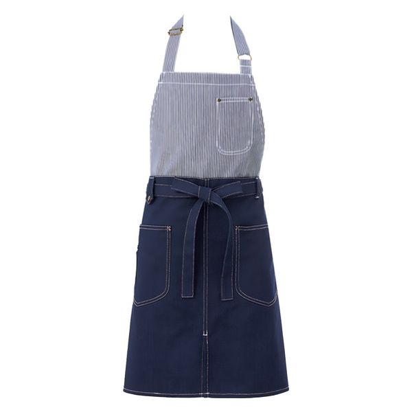 KAZEN 2WAY切替エプロン インディゴブルー×ヒッコリーストライプ