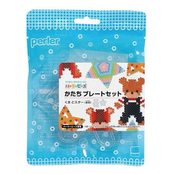 カワダ パーラービーズ かたちプレートセット くまとスター(透明
