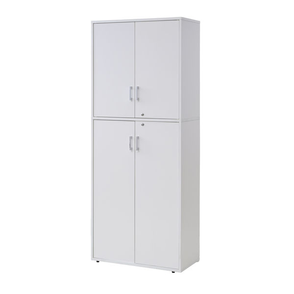 マルチワーク　木製システム収納　両開き5段　下置専用　幅795×奥行395×高さ2020ｍｍ　本棚　収納棚　ホワイト　1台 オリジナル