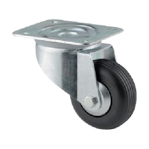 テンテキャスター プレート式キャスター"ALPHA(ゴム車) φ80 自在式 3470UVH080P62 1個 256-2217（直送品）