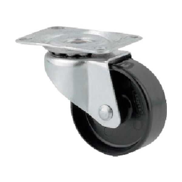 テンテキャスター プレート式キャスター"COMPACTA(ナイロン車) 自在式 1430POI038P60-46X38 1個（直送品）