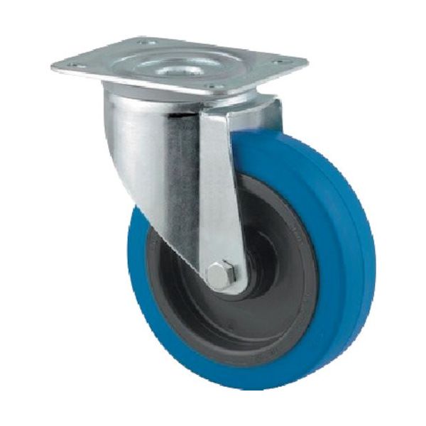 プレート式キャスター"ALPHA(タイヤ痕レスタイプ) φ125 自在式 3470UFR125P62 SKY BLUE 1個（直送品）