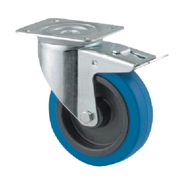 プレート式キャスター"ALPHA(タイヤ痕レスタイプ) φ100 自在式(トータルロック付) 3477UFR100P62 SKY BLUE（直送品）
