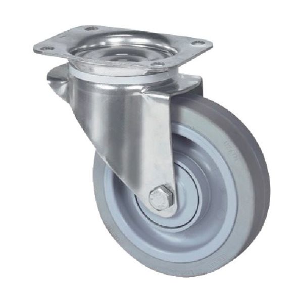 テンテキャスター プレート式キャスター"ALPHA(タイヤ痕レスタイプ・ステンレス金具) φ125 自在式 8470UFX125P62 1個（直送品）