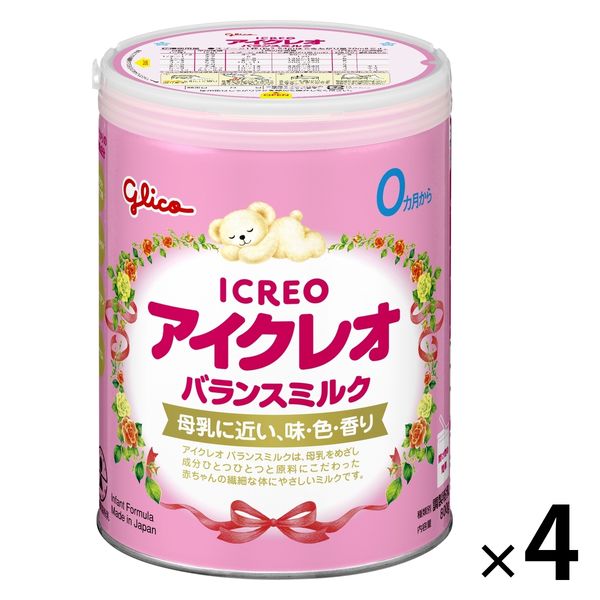 0ヶ月から】アイクレオ バランスミルク 800g 1セット（1缶×4） 江崎グリコ - アスクル