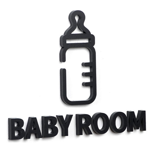 LALLABOX ピクトサイン [BABY ROOM] TYPE2 L ブラック 458261475 1枚（直送品）