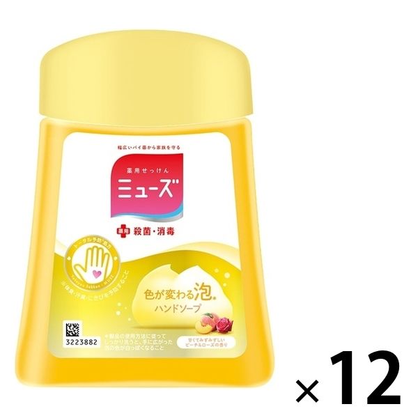 ミューズ ノータッチ 泡ハンドソープ ピーチ＆ローズ 付替えボトル 250ml 1セット（1個×12） 薬用石鹸 手洗い石鹸 - アスクル