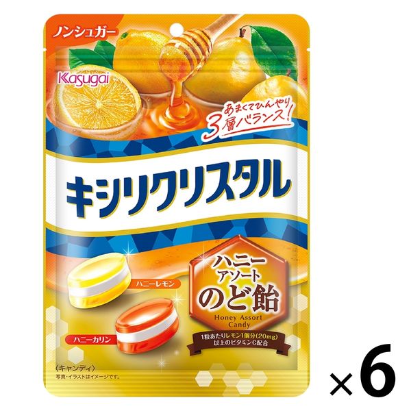 キシリクリスタル ハニーアソートのど飴 63g 1セット（1個×6） 飴 のど飴 キャンディー あめ 春日井製菓 - アスクル