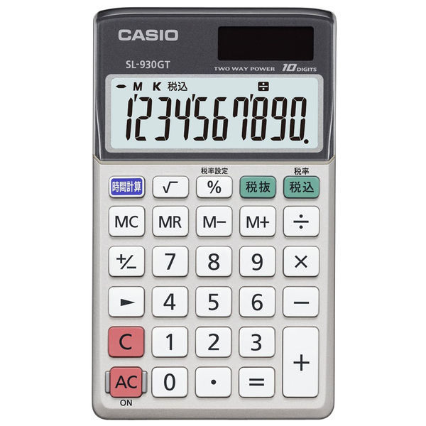 カシオ計算機 CASIO 電卓 小型 グリーン購入法適合 時間計算機能付き 10桁 SL-930GT-N 1個（わけあり品） - アスクル