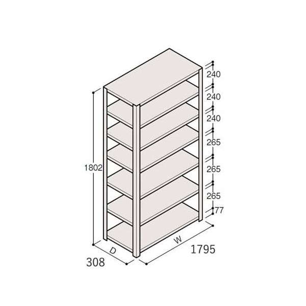 アズワン 軽量棚 ERR開放型 有効棚 6段 67-5242