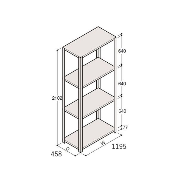 アズワン 軽量棚 ERR開放型 H2100×W1200×D450 有効棚 3段 67-5242-24 1個（直送品）