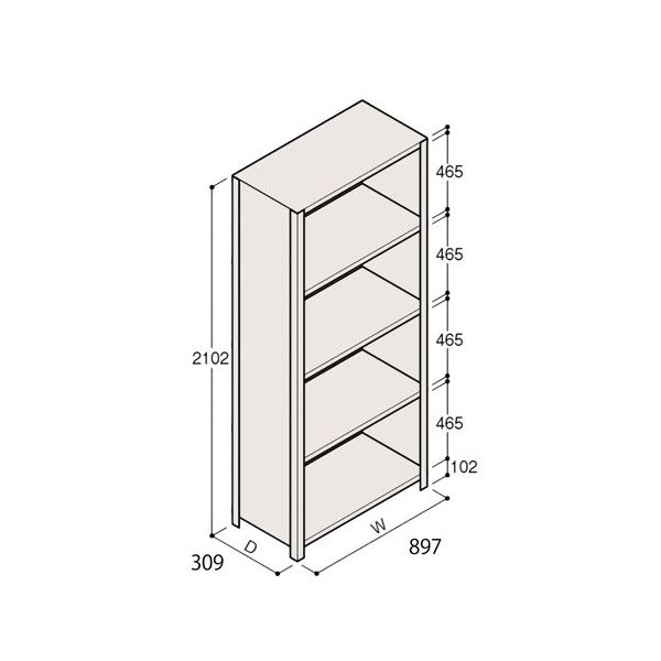 アズワン 軽量棚 ERR密閉型 H2100×W900×D300 有効棚 4段 67-5246-94 1個（直送品）