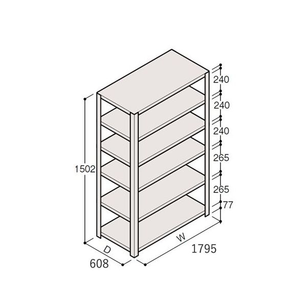 アズワン 軽量棚 ERR開放型 有効棚 5段 67-5241