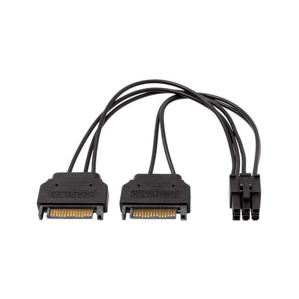 アイネックス PCI Express6ピン用電源変換ケーブル 15cm ブラック PX-016-BK 1個 67-9266-24（直送品）