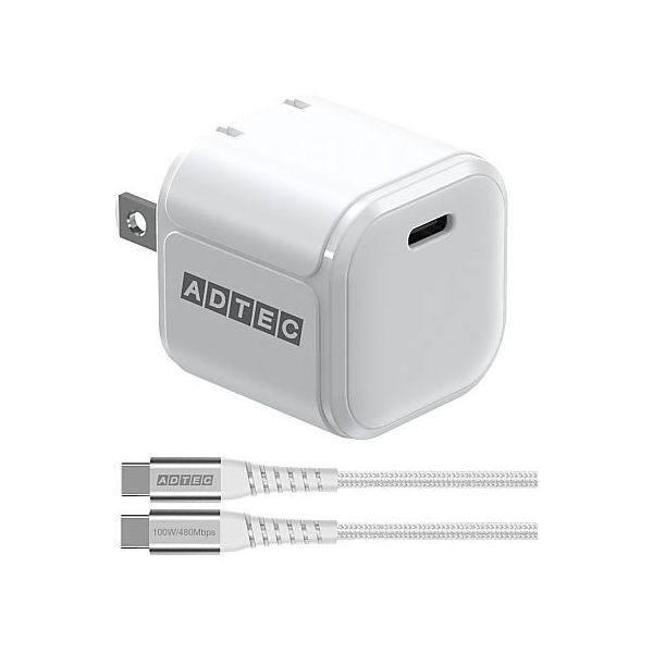 アドテック PD対応AC充電器/33W/ホワイト&TypeーCセット APD-V033C-WC-WH 1個 67-7463-71（直送品）