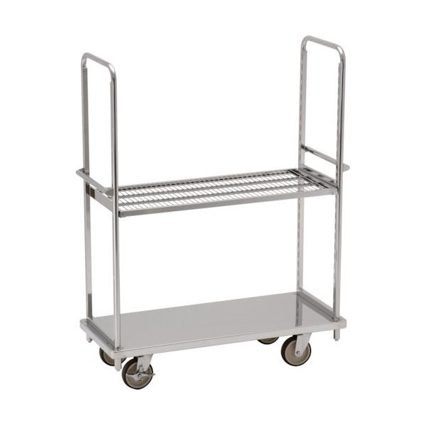 テックサス オールステンレス棚台車 1220×505 SUSφ150ウレタン車 メッシュ棚1段 TD-1250D-MT1 1台（直送品）