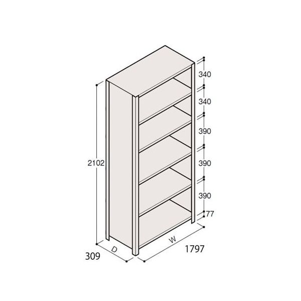 アズワン 軽量棚 ERR密閉型 H2100×W1800×D300 有効棚 5段 67-5247-16 1個（直送品）