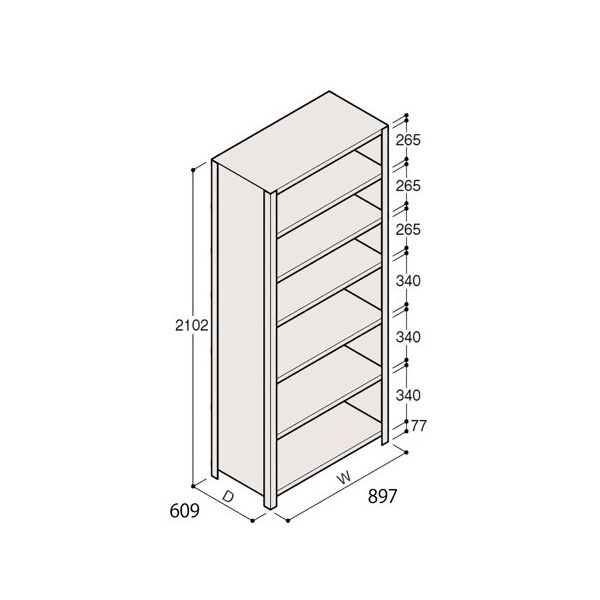 アズワン 軽量棚 ERR密閉型 H2100×W900×D600 有効棚 6段 67-5247-21 1個（直送品）