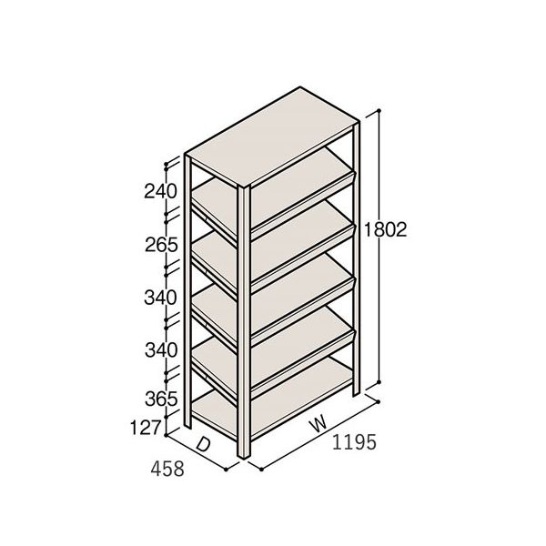 アズワン 軽量棚 ERR傾斜型 H1800×W1200×D450 有効棚 5段 67-5245-17 1個（直送品）