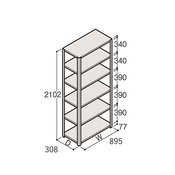 アズワン 軽量棚 ERR開放型 有効棚 5段 67-5242
