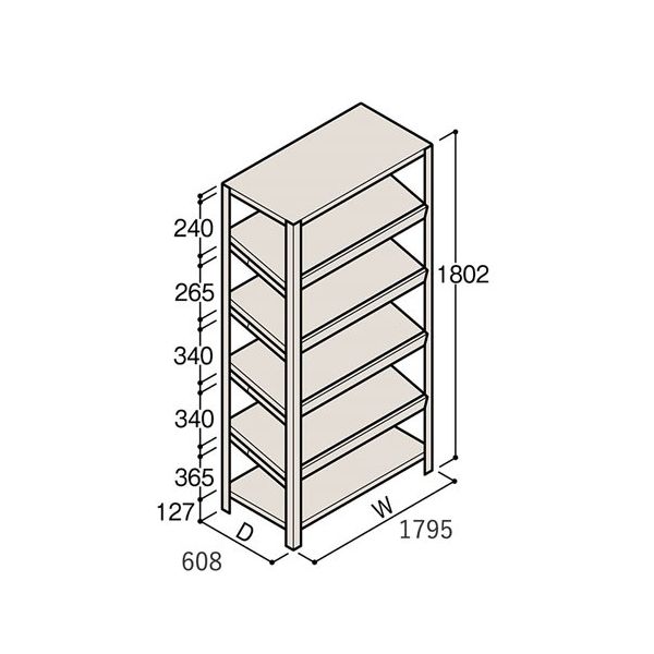 アズワン 軽量棚 ERR傾斜型 H1800×W1800×D600 有効棚 5段 67-5245-22 1個（直送品）