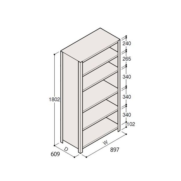 アズワン 軽量棚 ERR密閉型 有効棚 5段 67-5246