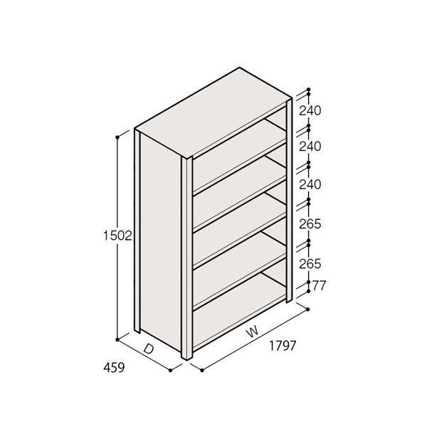 アズワン 軽量棚 ERR密閉型 H1500×W1800×D450 有効棚 5段 67-5246-32 1個（直送品）