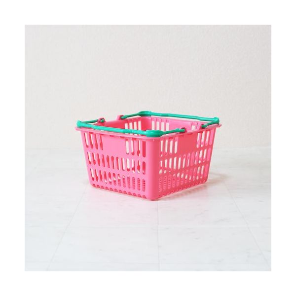 大和産業 買い物かご SLー1 ピンク×グリーン 10個セット SL-1-PEGR-10P 1セット(10個) 538-3458（直送品）