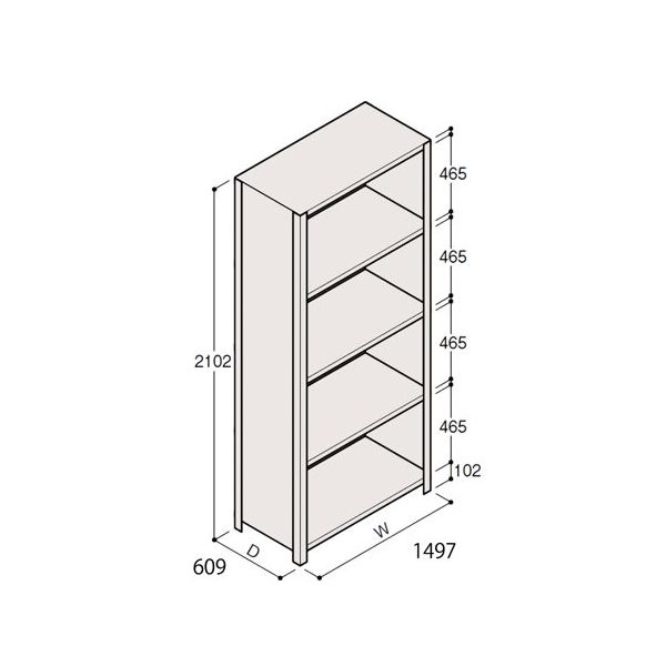 アズワン 軽量棚 ERR密閉型 H2100×W1500×D600 有効棚 4段 67-5247-03 1個（直送品）