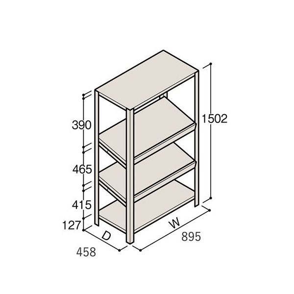 アズワン 軽量棚 ERR傾斜型 H1500×W900×D450 有効棚 3段 67-5244-82 1個（直送品）