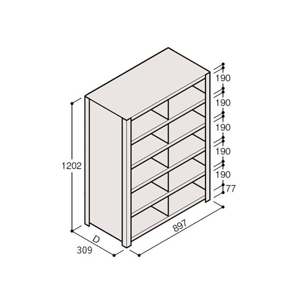アズワン 軽量棚 ERR仕切型 H1200×W900 ×D300 有効棚 5段 2分割 67-5245-31 1個（直送品）