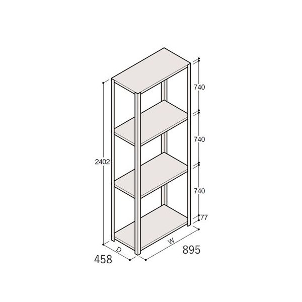 アズワン 軽量棚 ERR開放型 H2400×W900×D450 有効棚 3段 67-5242-69 1個（直送品）