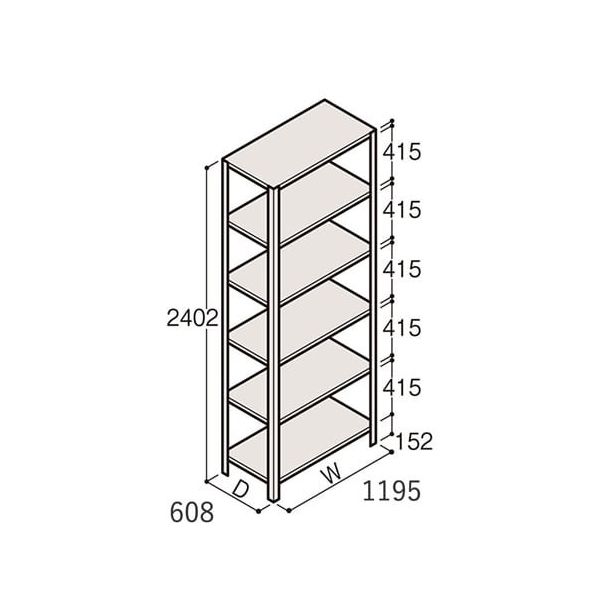 アズワン 軽量棚 ERR開放型 H2400×W1200×D600 有効棚 5段 67-5242-97 1個（直送品）