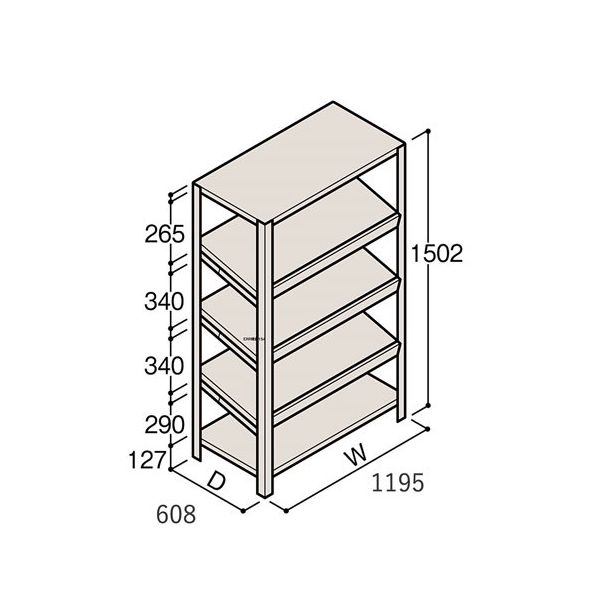アズワン 軽量棚 ERR傾斜型 H1500×W1200×D600 有効棚 4段 67-5244-93 1個（直送品）