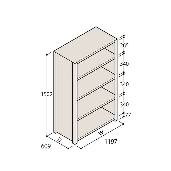 アズワン 軽量棚 ERR密閉型 H1500×W1200×D600 有効棚 4段 67-5246-15 1個（直送品）