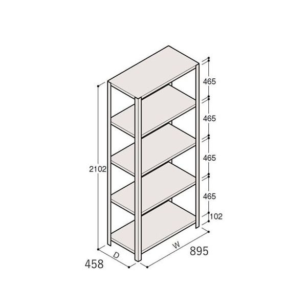 アズワン 軽量棚 ERR開放型 H2100×W900×D450 有効棚 4段 67-5242-33 1個（直送品）