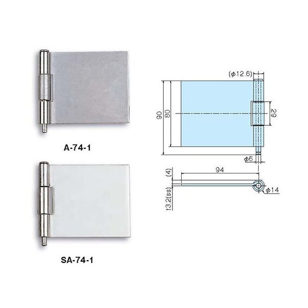 ホシモト SUS製防水型蝶番 SA-74 1個 62-2979-75（直送品）