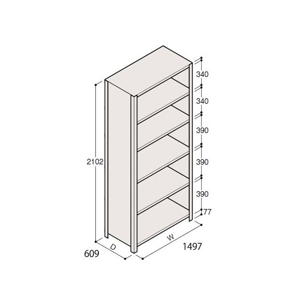 アズワン 軽量棚 ERR密閉型 H2100×W1500×D600 有効棚 5段 67-5247-15 1個（直送品）