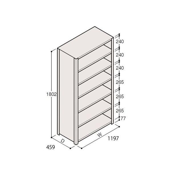 アズワン 軽量棚 ERR密閉型 H1800×W1200×D450 有効棚 6段 67-5246-74 1個（直送品）