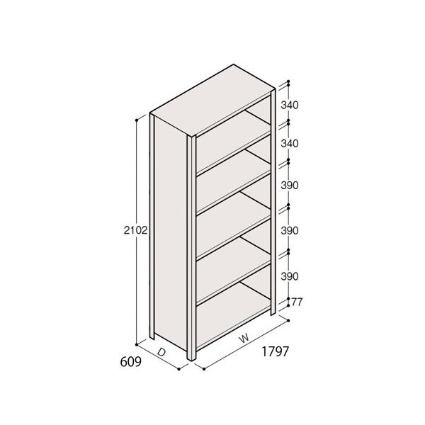 アズワン 軽量棚 ERR密閉型 H2100×W1800×D600 有効棚 5段 67-5247-18 1個（直送品）