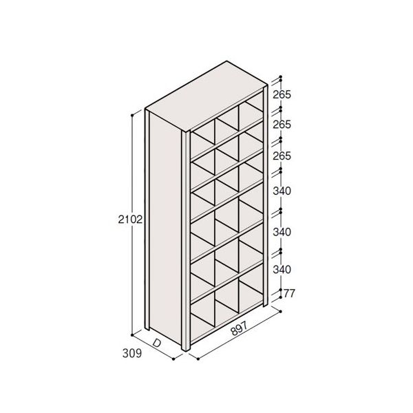 アズワン 軽量棚 ERR仕切型 有効棚 6段 67-5245